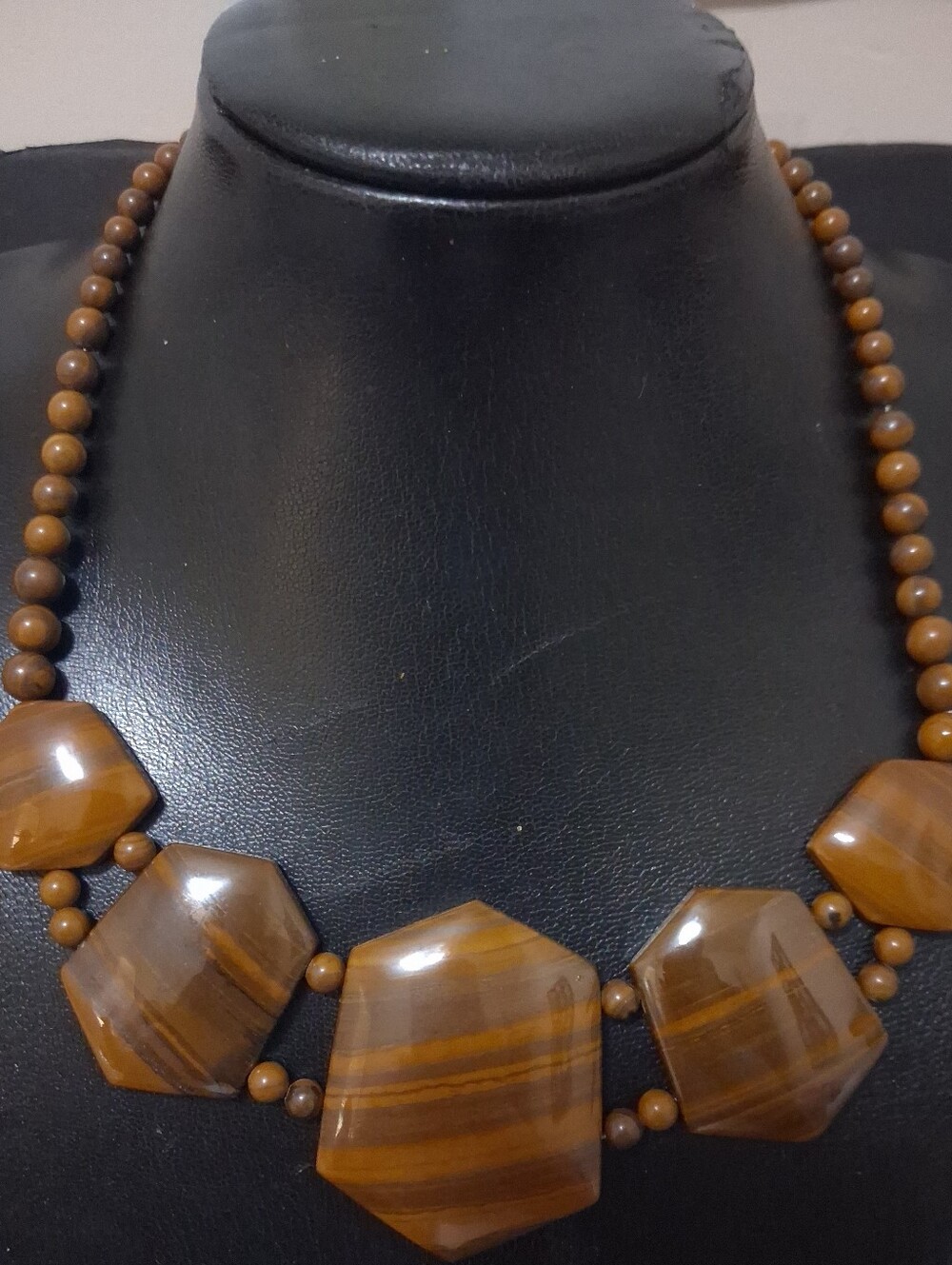 Vintage Jay King DTR .925 Petrified Wood Statement Collar Necklace